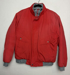 Aspen Country Vintage 90s Winter Ski Red Jacket Gray Knit Trim Size Medium